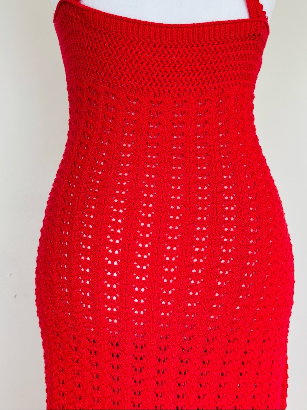 Aritzia Wilfred Red Crochet Evie Midi Dress. Medium. - Picture 6 of 11